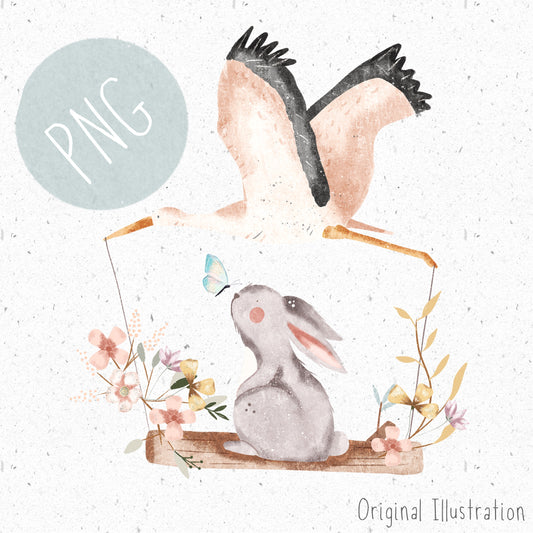 Stork and Bunny PNG