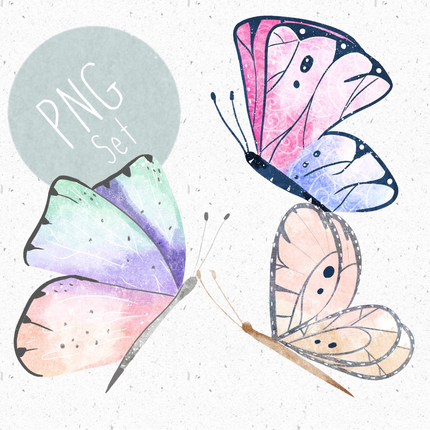 Pastel Butterflies PNG Set