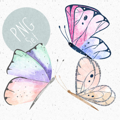 Pastel Butterflies PNG Set