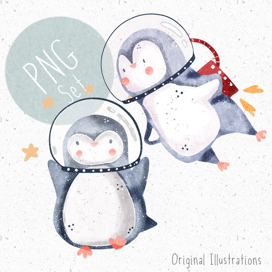 Space Penguins PNG Set