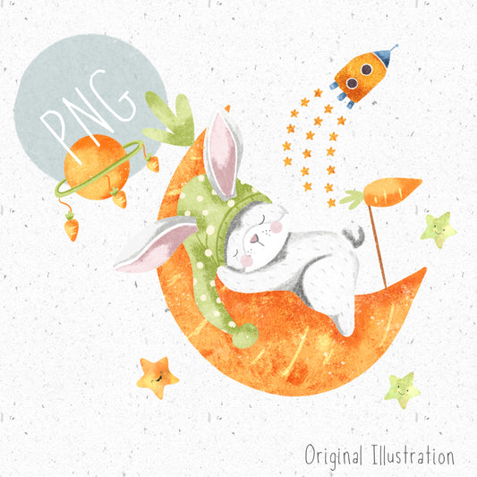 Easter Bunny & Moon PNG