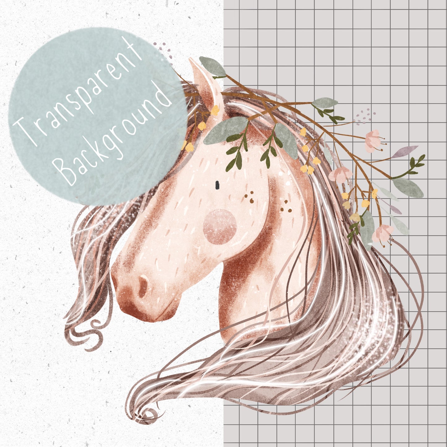 Floral Horse Head PNG