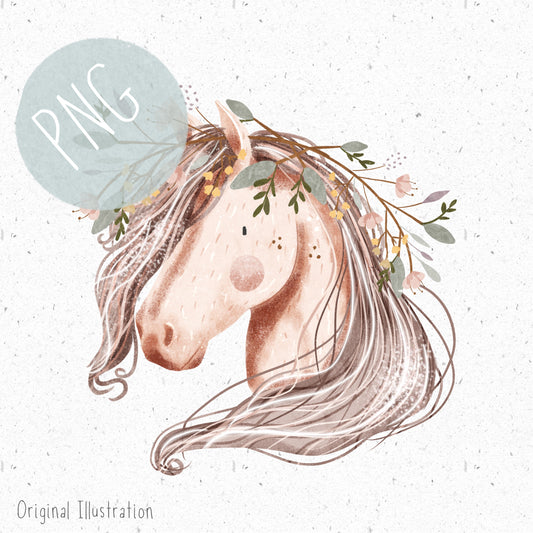Floral Horse Head PNG