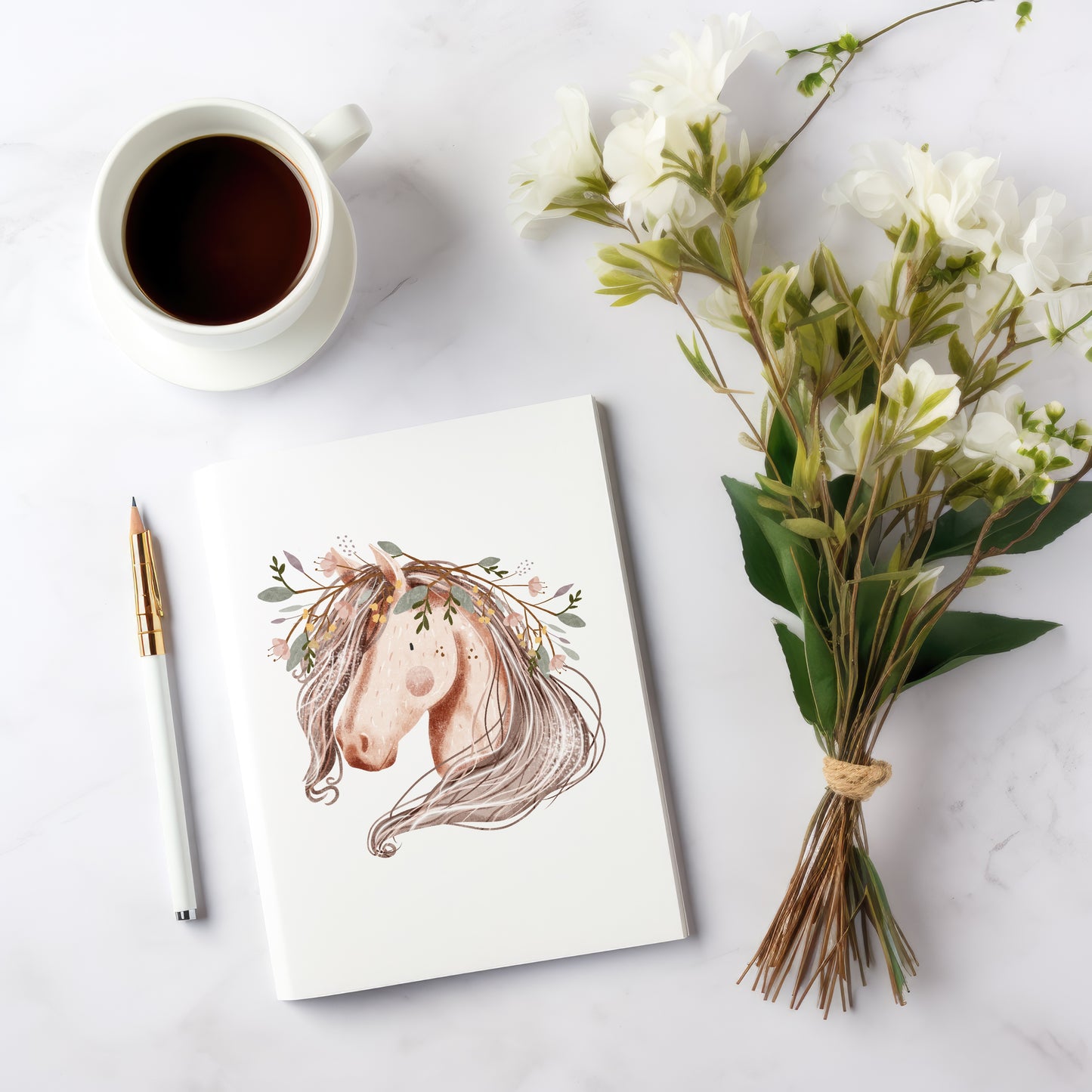 Floral Horse Head PNG