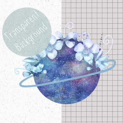 Floral Galaxy PNG Set