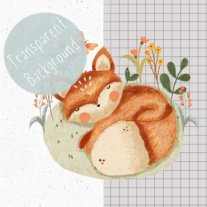 Spring Foxes PNG Set