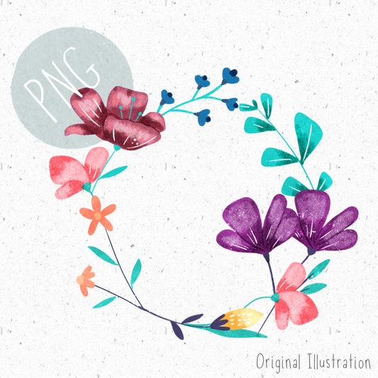 Purple Floral Wreath PNG