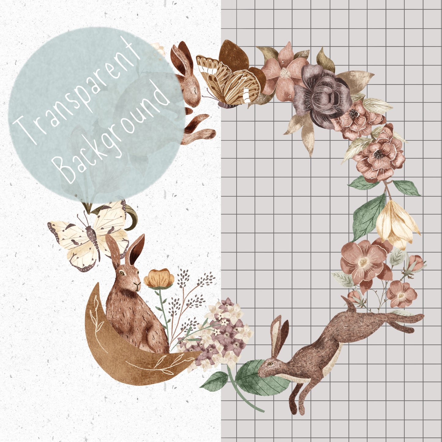 Woodland Hare Wreath PNG