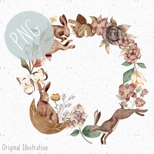 Woodland Hare Wreath PNG