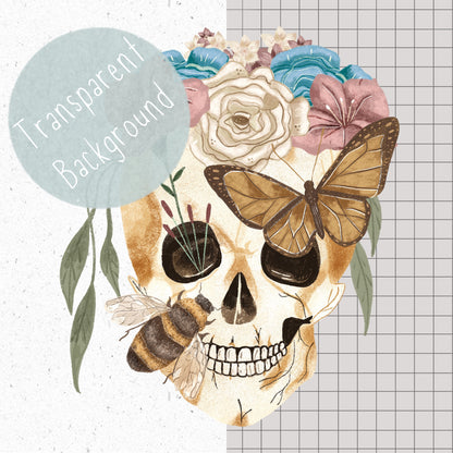 Floral Skeleton PNG Set