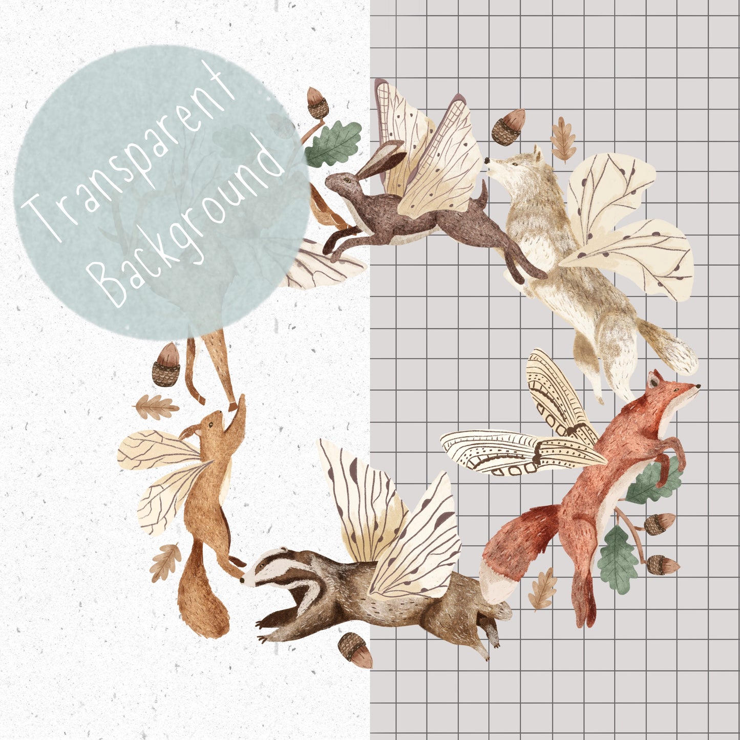 Flying Animals Wreath PNG