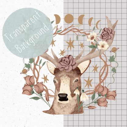 Floral Stag PNG