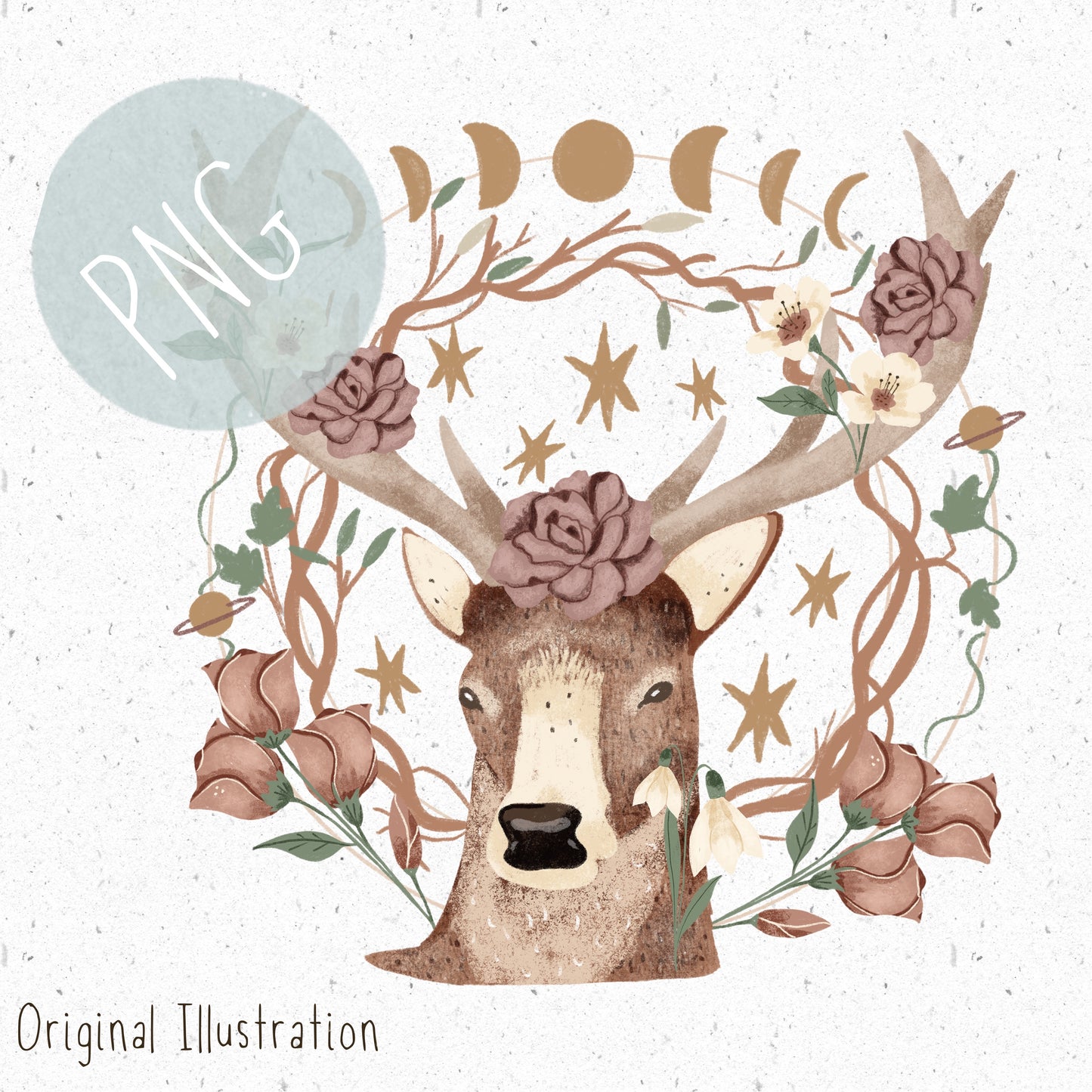 Floral Stag PNG