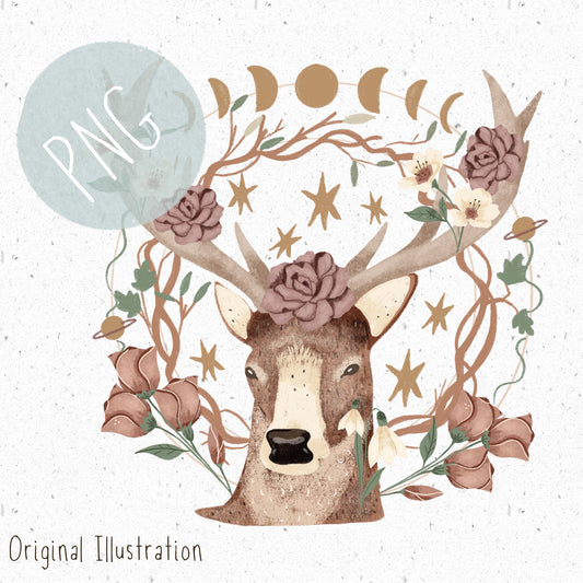 Floral Stag PNG