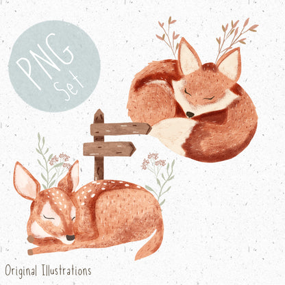 Fox & Fawn PNG Set