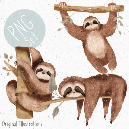 Sloth PNG Set