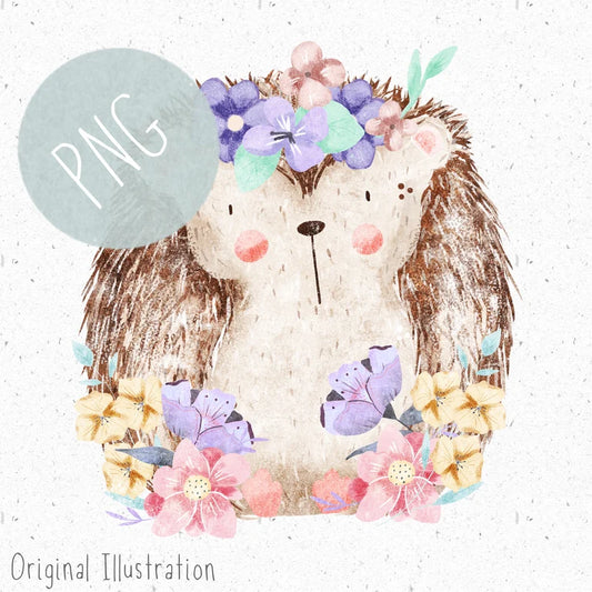 Floral Hedgehog PNG