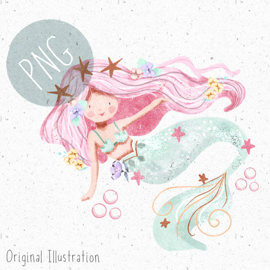 Pink Mermaid PNG