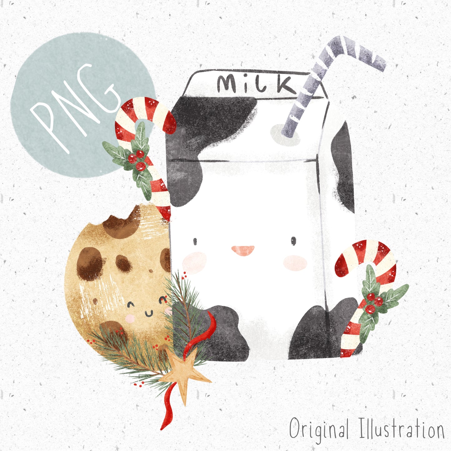 Festive Milk and Cookies PNG