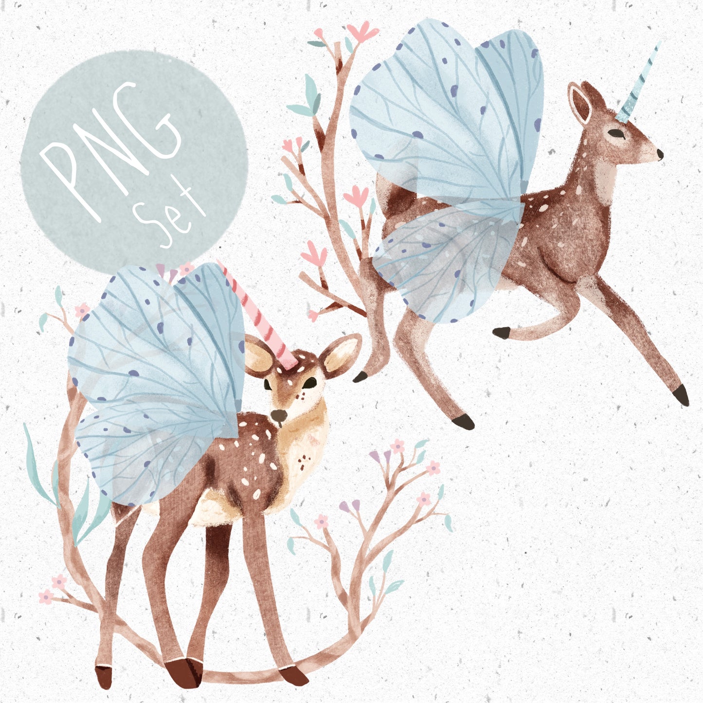 Magical Deer PNG Set