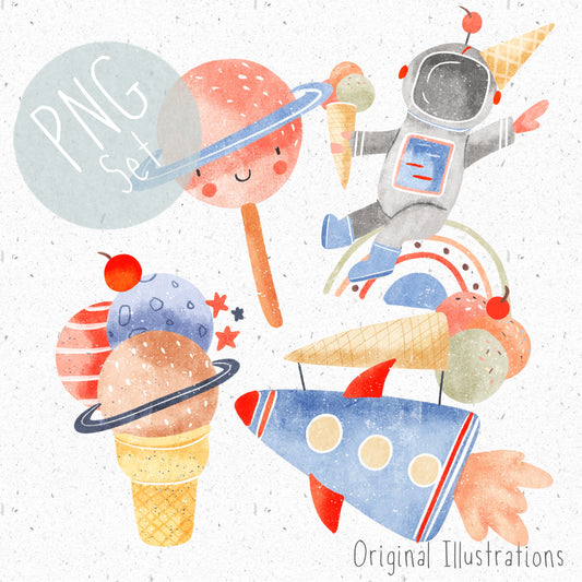 Space Ice-cream PNG Set