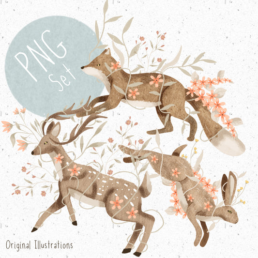 Spring Woodland Animals PNG Set