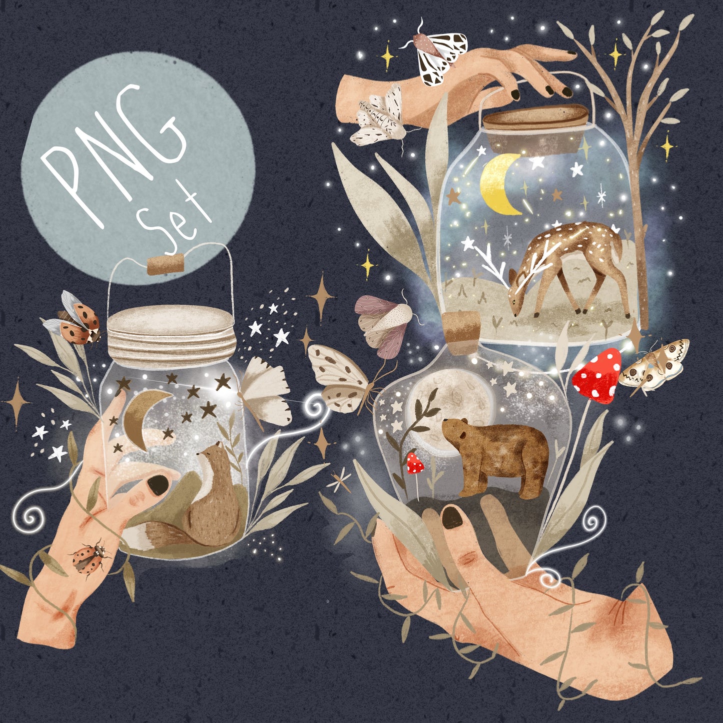 Woodland Jars PNG Set