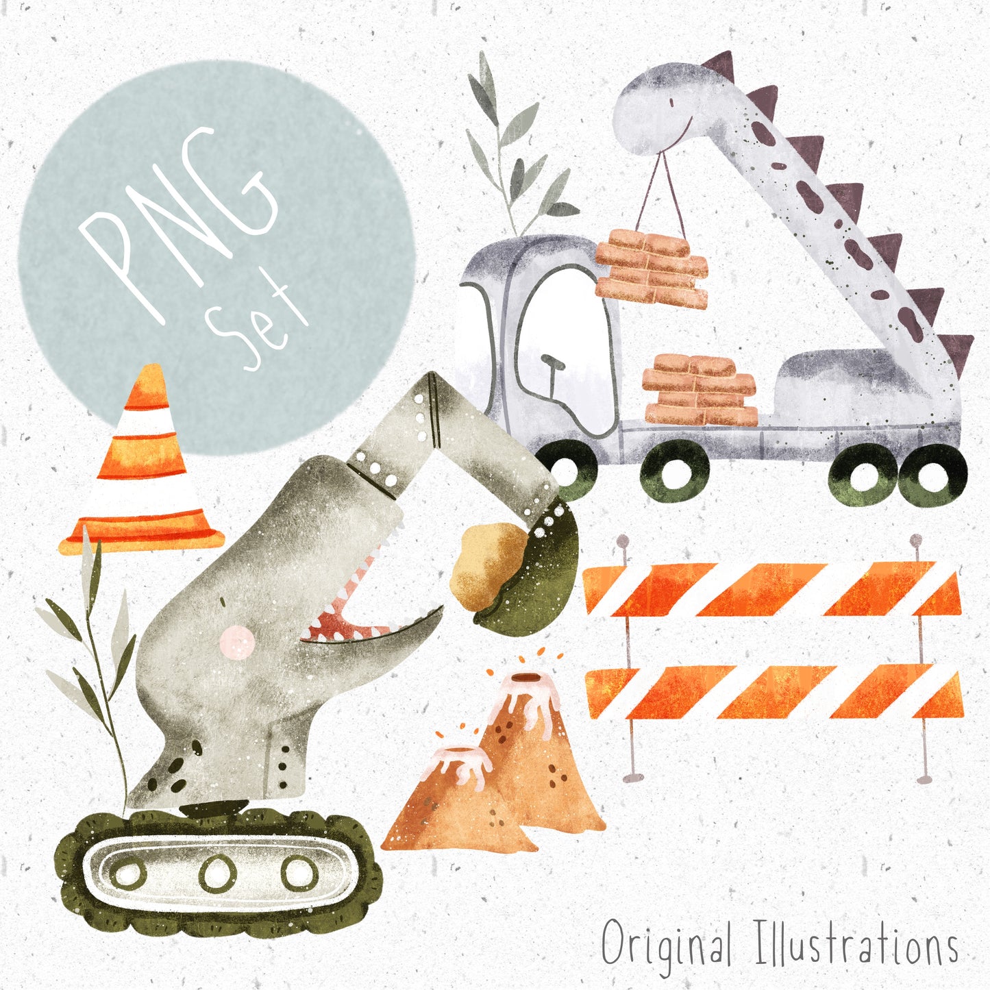 Dino Construction PNG Set