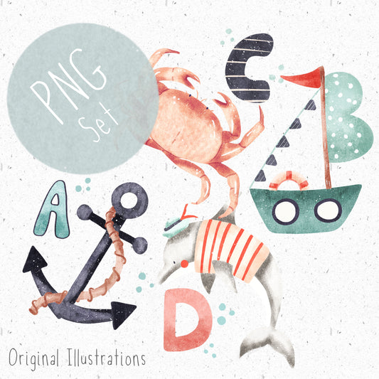 Nautical ABCs PNG Set