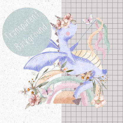 Floral Dragon PNG Set