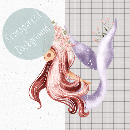 Pastel Mermaid PNG Set