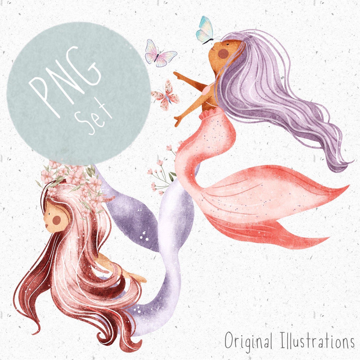 Pastel Mermaid PNG Set