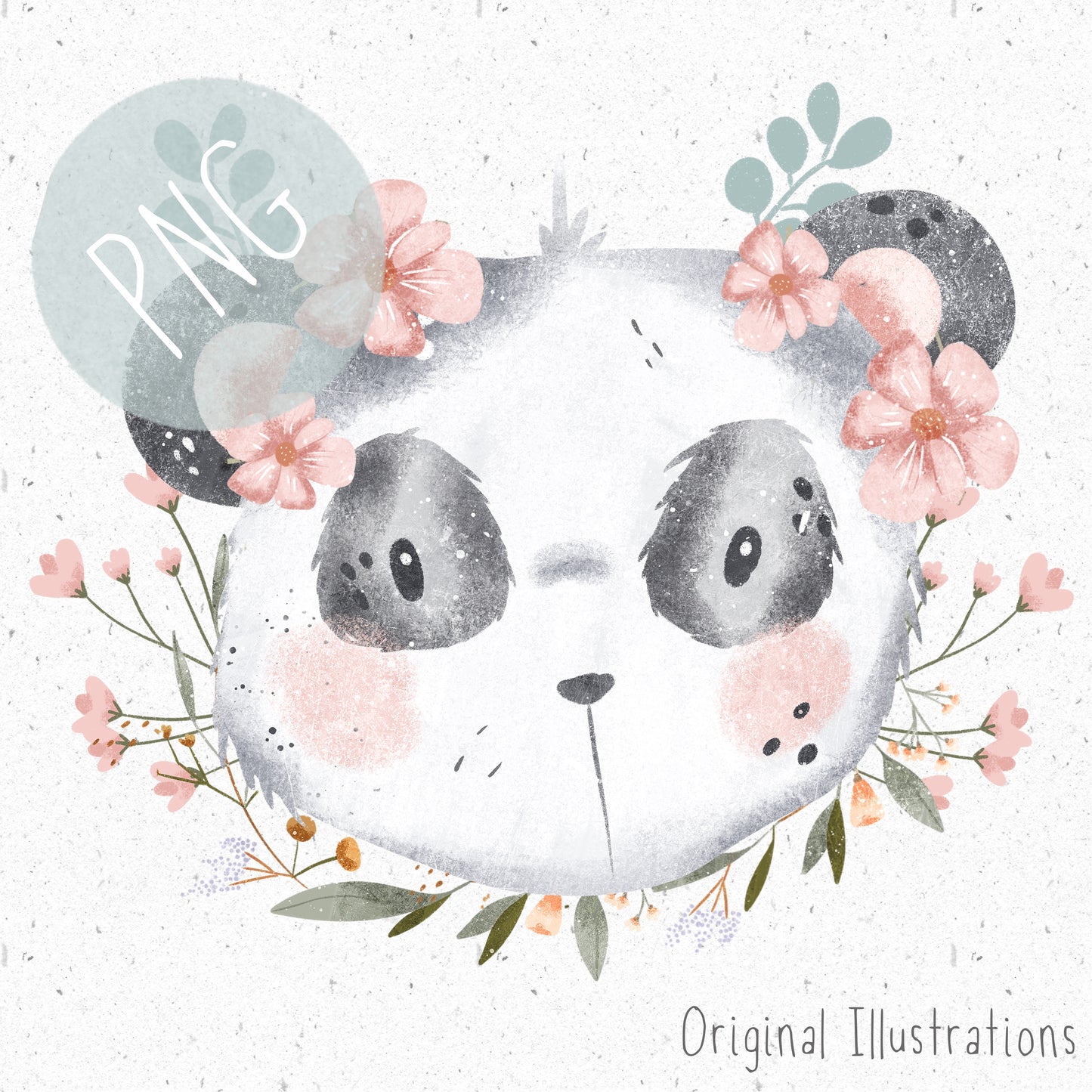 Floral Panda PNG