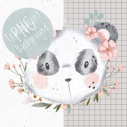 Floral Panda PNG