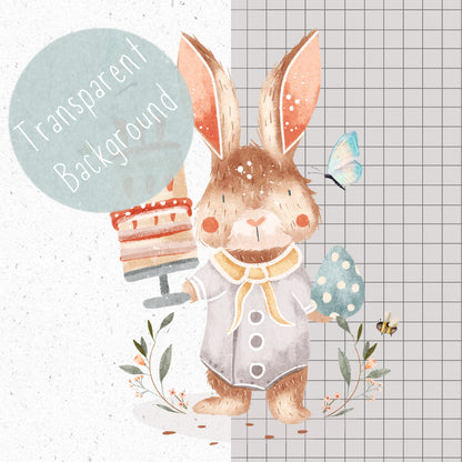 Easter Bunny with Cake PNG