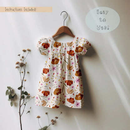 Girls Smock Dress Floral Mock-up