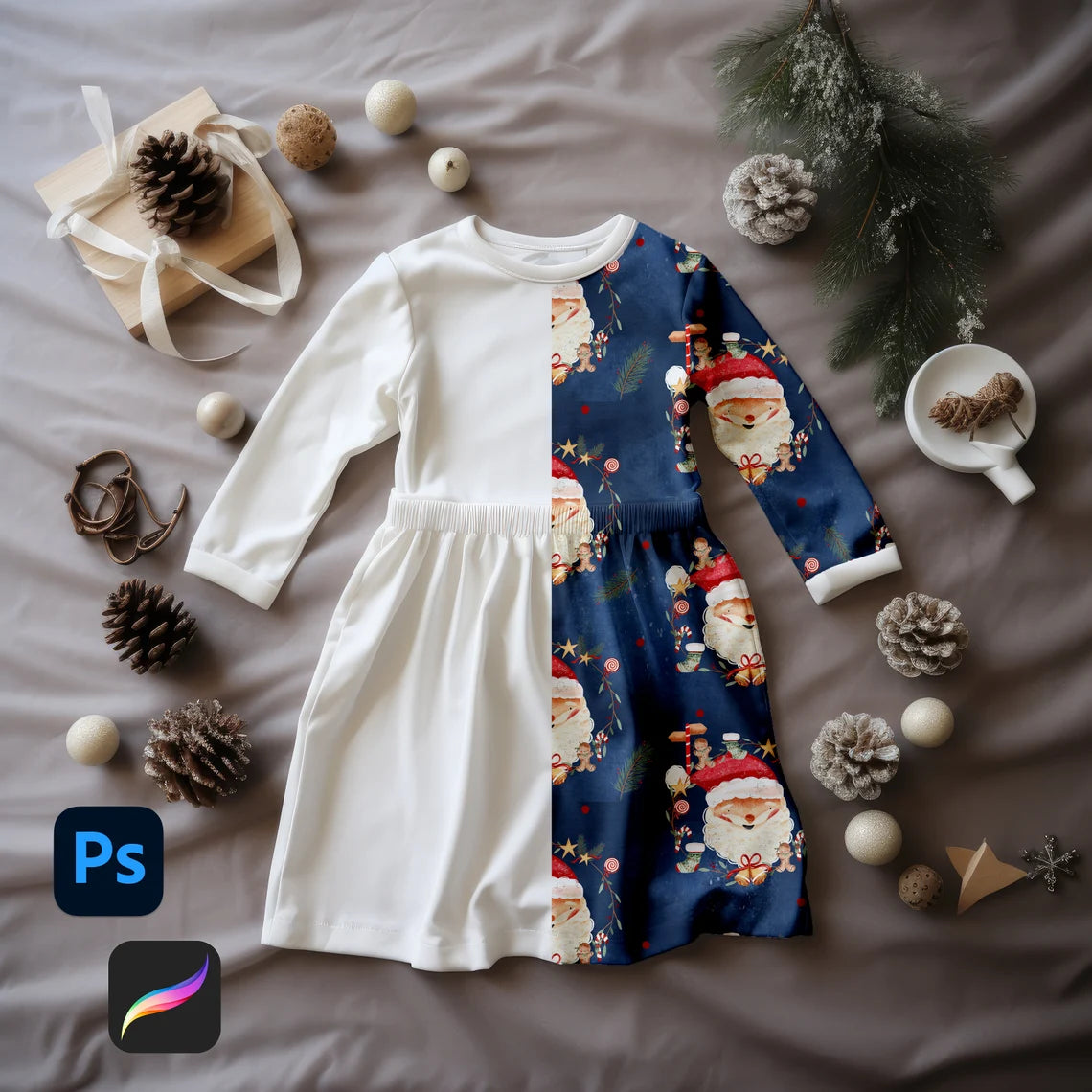 Long Sleeved Christmas Dress Mock-up