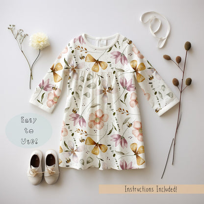 Kids Long Sleeved Dress Mock-up