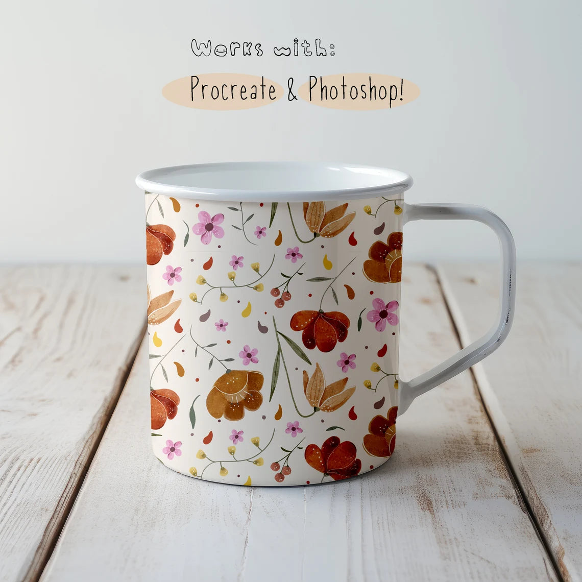 Seamless Pattern Minimalist Mug Mockup