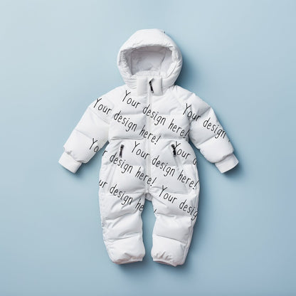 Kids Snow Suit Mockup - Blue Background