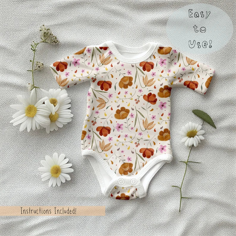 Baby Onesie Floral Mock-up