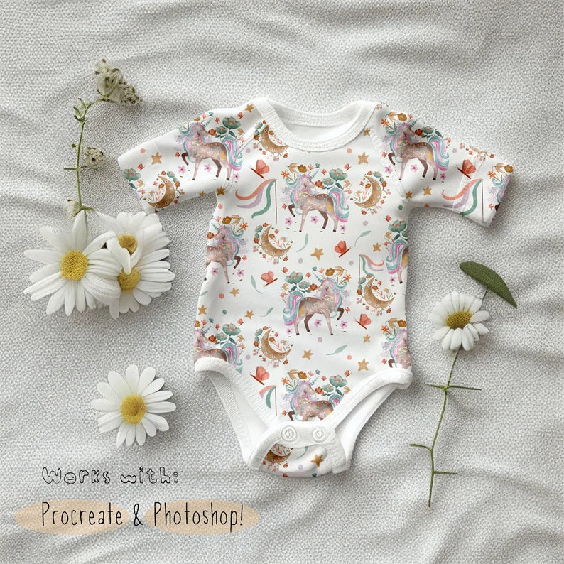 Baby Onesie Floral Mock-up