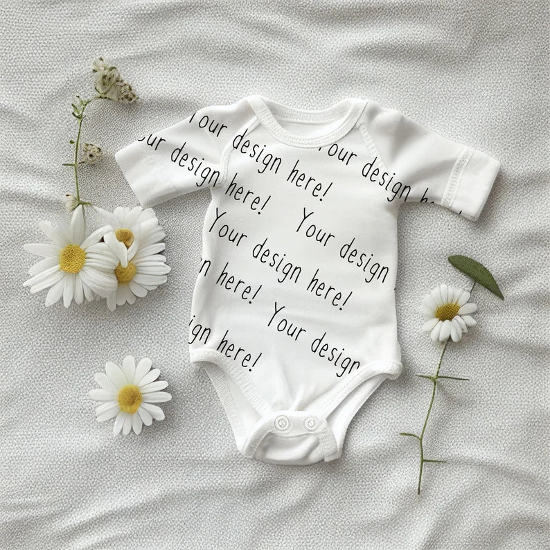 Baby Onesie Floral Mock-up