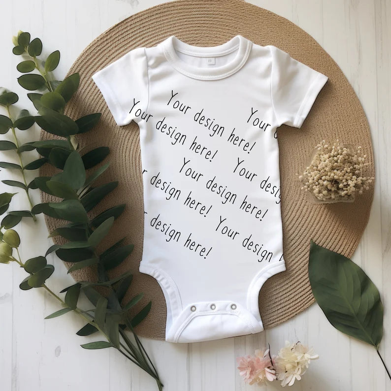 Baby Onesie Wicker Mock-up