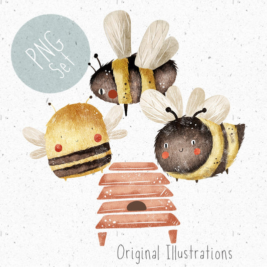 Bumble Bee PNG Set