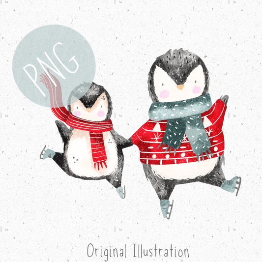 Ice-skating Penguins PNG