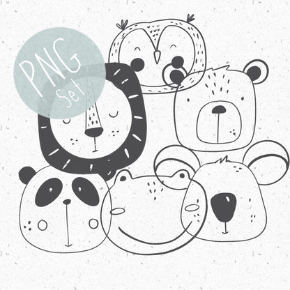 6 Black & White PNG Set