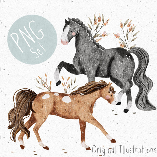 Two Horse PNG Set
