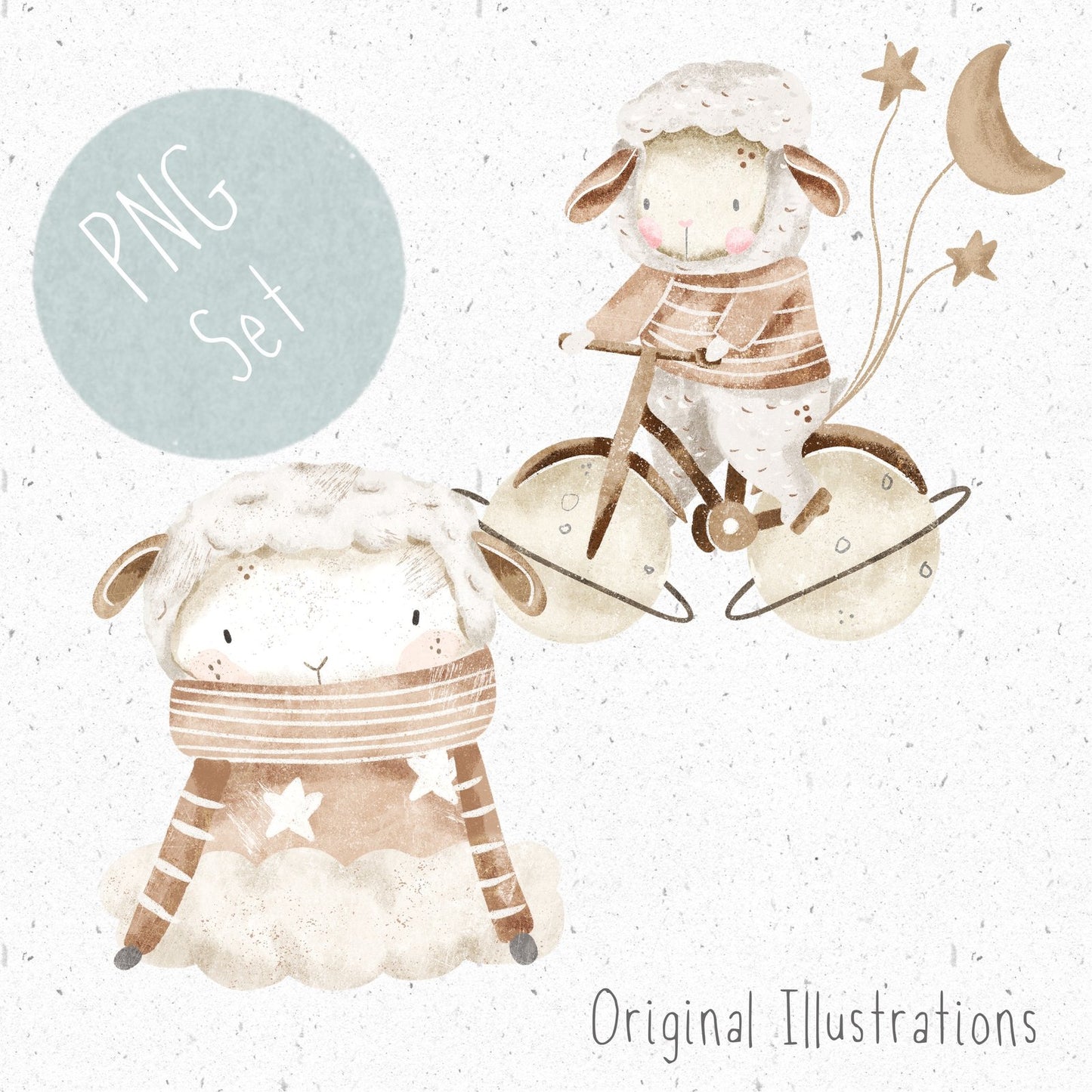 Sleeping Sheep PNG Set